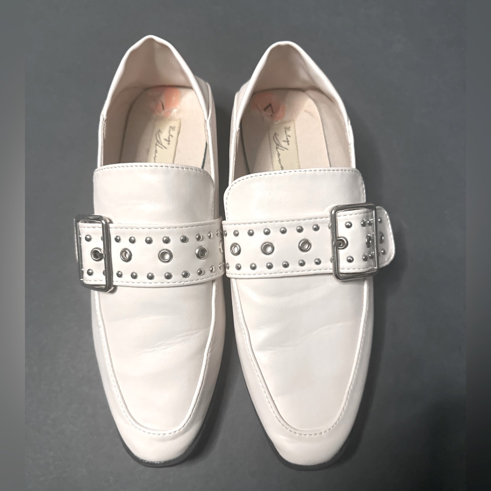 NWOT Vintage Havana Off White Studded Buckle Loafers/ Mules Size 7